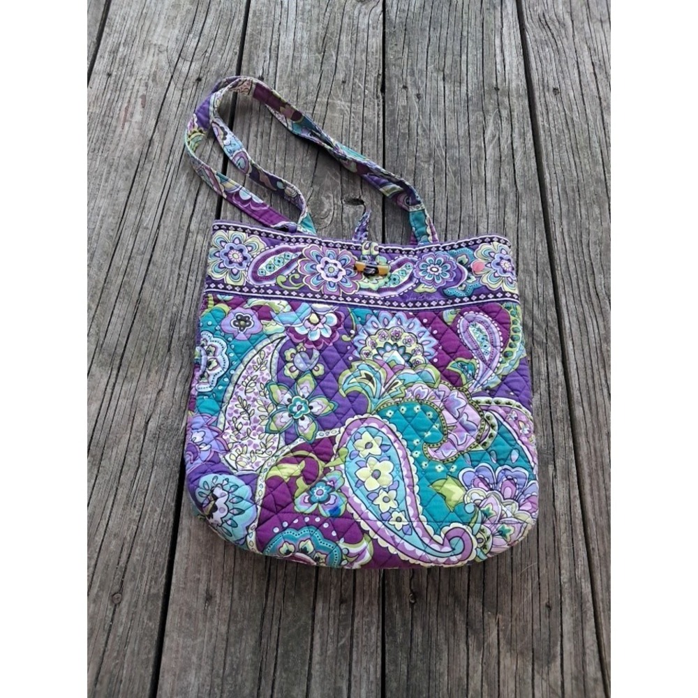 Vera Bradley 2013 Retired Heather Purple Quilted Cotton Shoulder Bag Tote J14